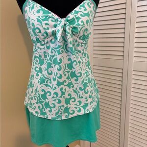 Kim Rogers Mint Green and White Tankini Swimsuit